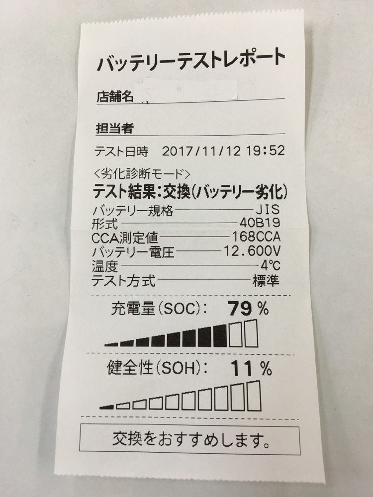 バッテリーテストレポート